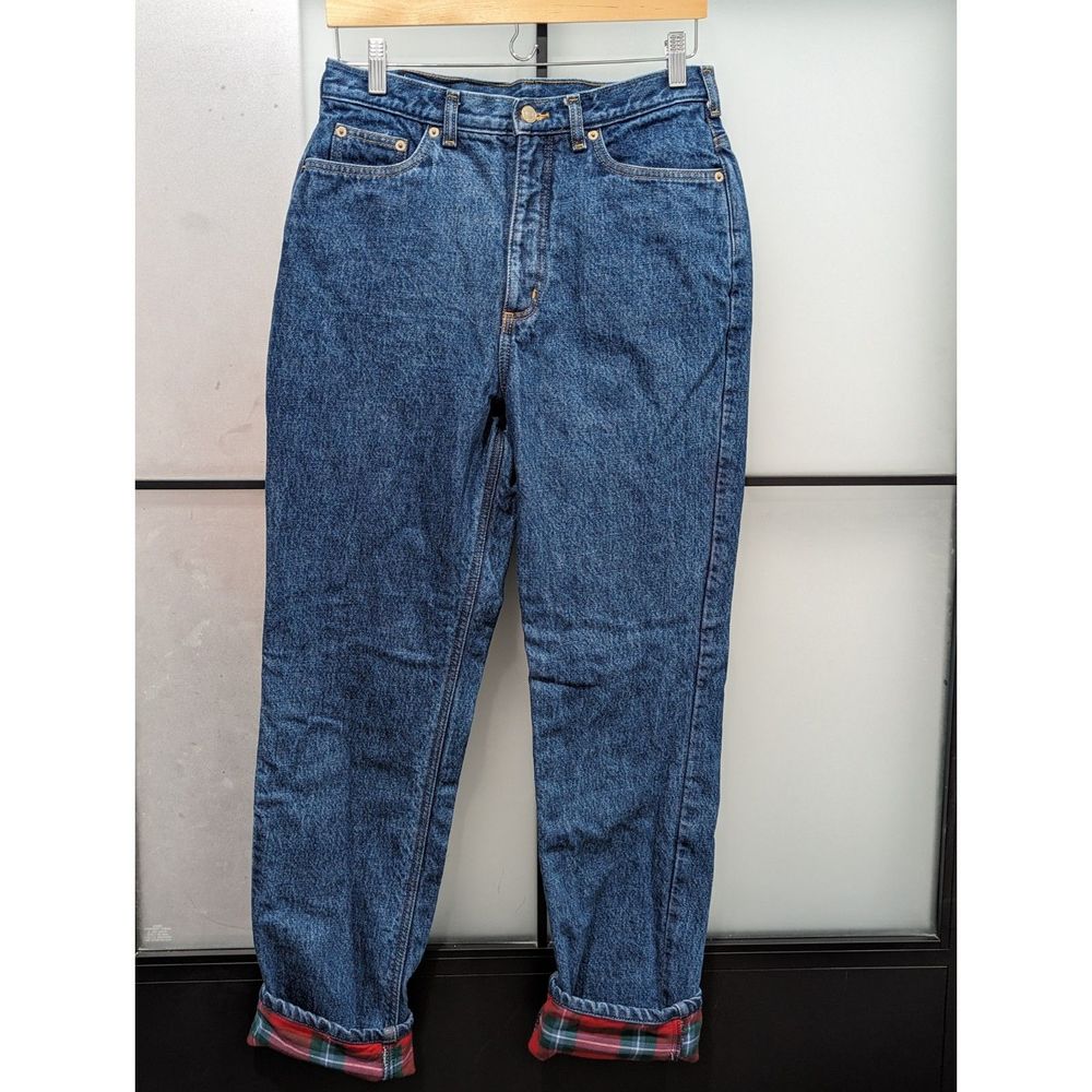 Land's End | High Rise Flannel Lined Jeans 90's Relaxed Straight Leg 12 VGT